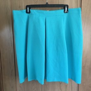 Worthington teal pleated business skirt 16
